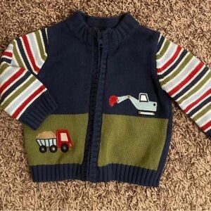 Gymboree Navy and Green Kids Sweater Lil Dirt Magnet 3-6M